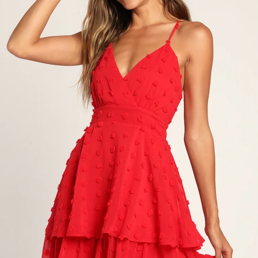 Lulu's Red Spagetti-Strap Mini Dress